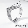 Triple Chevron Pave Statement Ring In Polished Silver Tone view 4