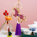 Crystal Coin Horse Tassel Keychains in Four Colors plus Assorted view 3