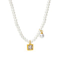 Shell Pearl Choker Necklace Gold Zircon Pendant Drop Styles view 5