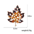 Amber And Dark Crystal Maple Leaf Brooch Decorative Lapel Pin view 5