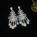 Silver Filigree Chandelier Earrings with Crystal Drops view 6
