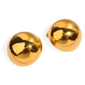 Large Hollow Dome Circle Clip Earrings Gold Steel Tone view 5