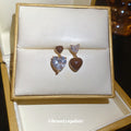 Brown Heart Crystal Asymmetric Drop Stud Earrings Statement Pair view 2