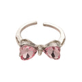 Silver Pink Heart and Bow Open Ring Three-Piece Set view 5