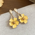 Enamel Flower Drop Earrings in Six Bright Color Options view 7