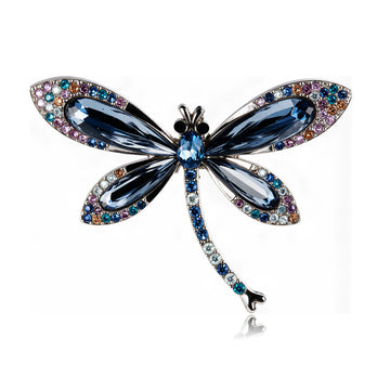 Dragonfly Crystal Two Designs Metal Brooch Pin 5.3 x 5 cm