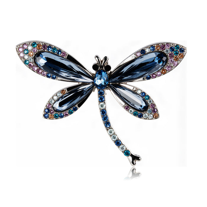 Dragonfly Crystal Two Designs Metal Brooch Pin 5.3 x 5 cm