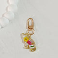 Gold Tone Pressed Flower Cat Resin Clip Keychains in Eight Designs view 6