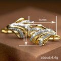 Two Tone Leaf Twist Huggie Hoop Earrings With Clear Stone Accents view 4