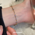 Gold Purple Crystal Flower Link Bracelet Lobster Clasp view 2