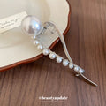 Silver Pearl Geometric Twist Hair Clip Large Pearl view 4