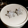 Crystal Flower Stud Earrings Leaf Pave Open Rings Four Styles view 2