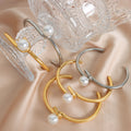 Open Twist Cuff Bracelet With White Pearl Gold Steel view 3