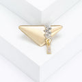Triangle Zipper Brooch Gold Silver Baguette Crystal Accent Pin view 7