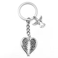 Antique Silver Winged Heart and Flying Dove Keychain view 5