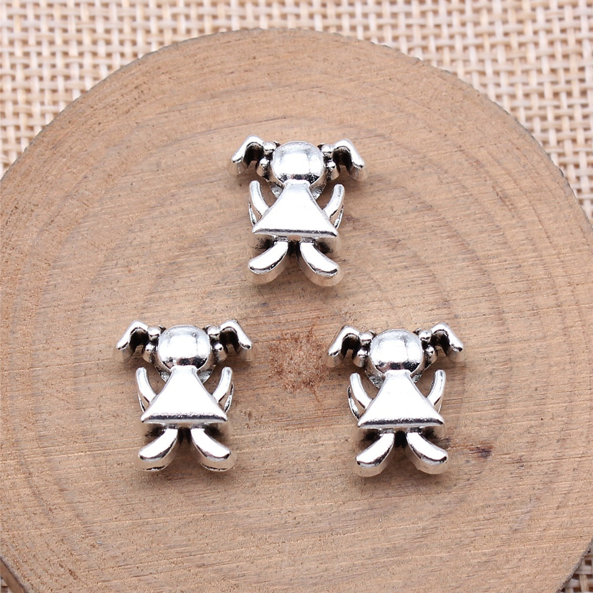 14x13mm 2.9g Antique Silver Zinc Alloy Girl Large Hole Beads for Bracelet Necklace Jewelry Making