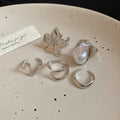 Open Metal Ring Mix Flower Pearl Wave and Solid Styles view 6