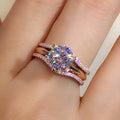 Round Six-Prong Solitaire Three-Ring Set In Three Metal Tones view 3