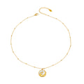 Phoenix Relief Shell Disc Pendant Necklace Gold Steel view 5