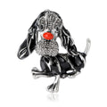 Enamel Long Ear Dog Brooch Rhinestone Snout Two Color Styles view 5