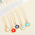 Gold Tone Star-Shaped Evil Eye Pendant Necklaces in Five Colors view 1