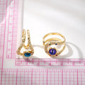 Gold Tone Multicolor Crystal Evil Eye Adjustable Rings view 4