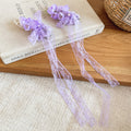 Fabric Flower Ribbon Streamer Duckbill Hair Clips Purple Pink view 6