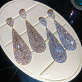Long Crystal Teardrop Statement Earrings in Two Tones view 3
