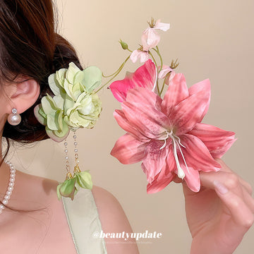 Fabric Flower Duckbill Clips And Rose Hair Pins Three Styles