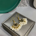 Three Antique Gold Pearl Look Fringe Hook Earrings view 3