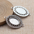 Mixed Finish Metal Double Loop Oval Bezel Connector For Jewelry Making view 2