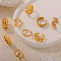 Gold Open Adjustable Fashion Rings Mixed Geometric Styles view 4