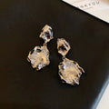 Hammered Abstract Drop Earrings in Gold and Silver Tones view 7
