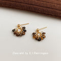 Gold Ball Stud Tiger Eye Disc Cluster Drop Earrings view 4