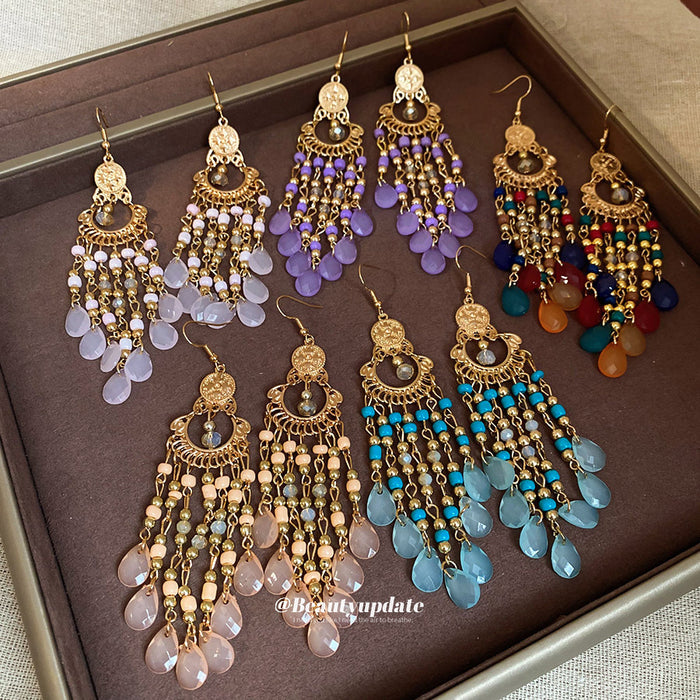 Beaded Chandelier Hook Earrings in Five Color Options