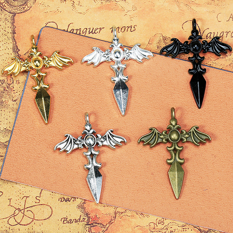 35x44mm Alloy Bat Wing Cross Charm Pendant