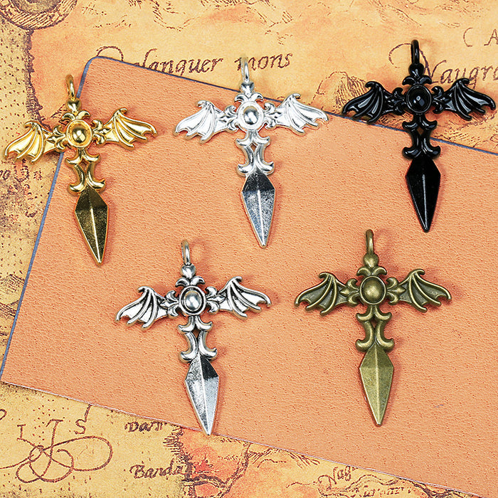 35x44mm Alloy Bat Wing Cross Charm Pendant