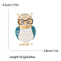 Crystal Owl Brooch With Colored Enamel Wings and Glasses view 6