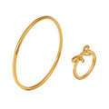 Bow Ring And Smooth Click Bangle Set Gold Or Steel Tone view 5