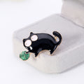 Black Silver Tone Cat Enamel Metal Brooch Pin for Jackets and Lapels view 3