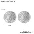 Round Concentric Heart Center Stud Earrings Gold Or Steel view 7