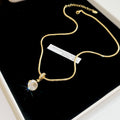 Round Crystal Pendant Necklace In Gold And Silver Statement Jewelry view 6