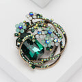Orbital Crystal Cluster Floral Brooch in Green or Red view 3