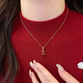 Gold Tone Gourd Pendant Necklace With Colored Inlay view 4