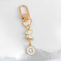Enamel Butterfly Initial Letter Charm Keychain in White and Pink view 11