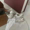 Textured Square Stud Earrings in Silver or Gold Tone view 6