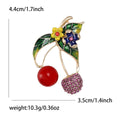 Cherry Brooch with Enamel Leaves and Crystal Flowers view 4