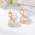 Gold Tone Fan Shape Faceted Crystal Drop Stud Earrings view 4