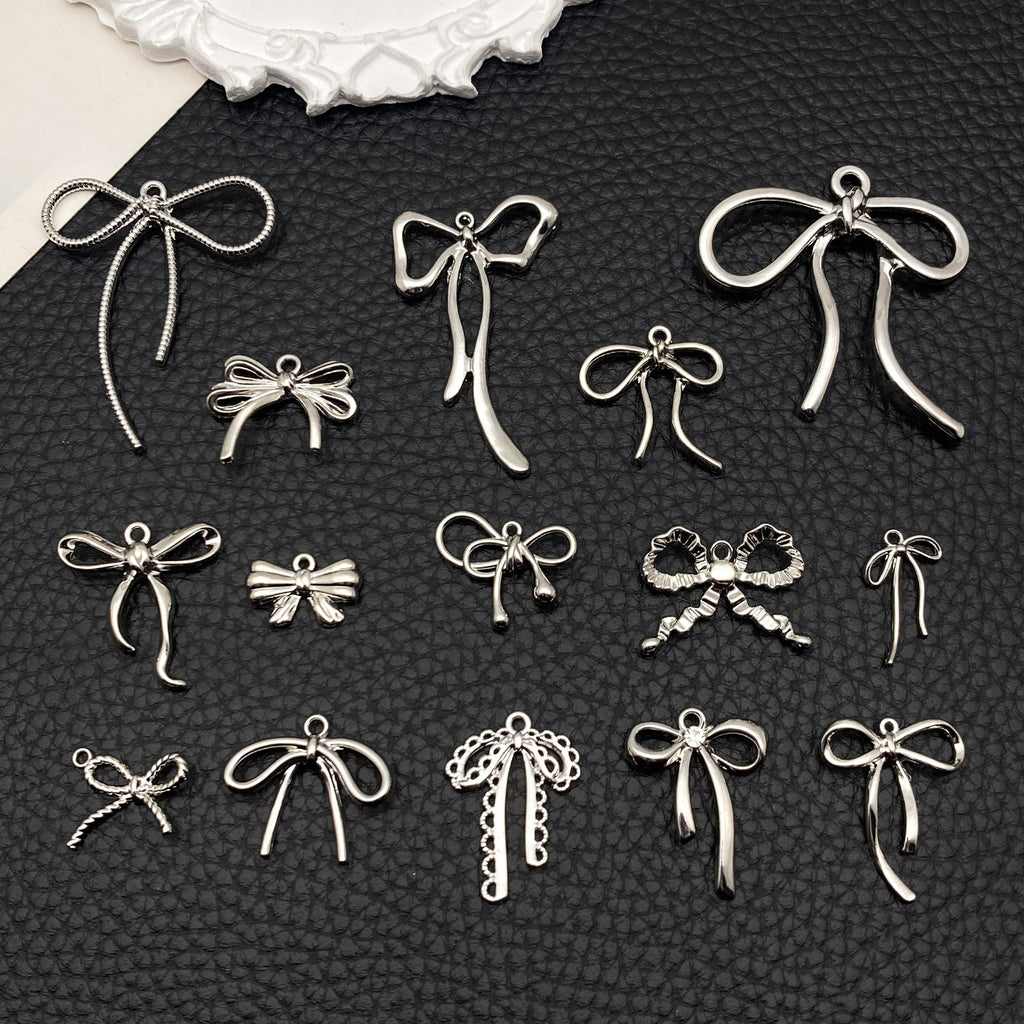 Silver Plated Zinc Alloy Bow Tie Butterfly Charm Pendant for DIY Necklace Bracelet Earrings