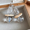 Clear and Frosted Teardrop Earrings in Two Sculptural Designs view 7